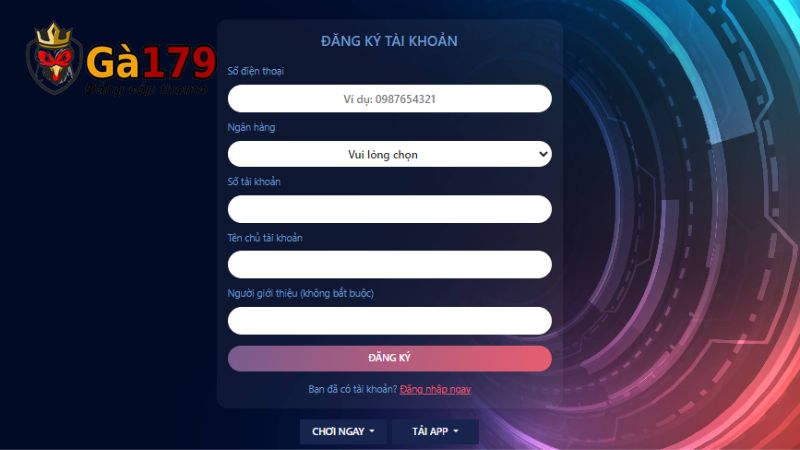 Các thông tin cần cung cấp khi đăng ký chơi xóc đĩa